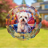 Maltese Dog Wind Spinner Pet Dog Memorial Gifts, Vibrant 3D Kinetic Aluminum Metal Yard Art, Loss of Dogs Sympathy Gifts, Hanging Outdoor Garden Decor, 8" Wind Sculptures for Patio, Porch (Maltese7)