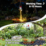 Watering Can Solar Lights Garden Gnomes Hanging Statues, Swing Gnome Cascading LED Decorations for Outside Backyard Yard Patio Tree Wall, Hoswarming Birthday Gifts for Woman Mom Grandma