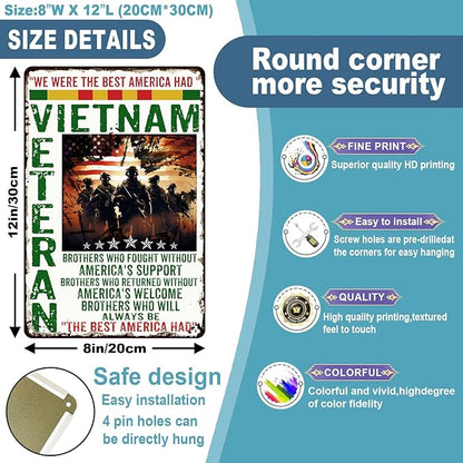 Veterans Day Metal Tin Sign Vietnam Veteran We Are The Best American Retro Tin Sign For Wall Art Shabby Chic Gift Suitable Veteran12x8 Inch 8x12 inch
