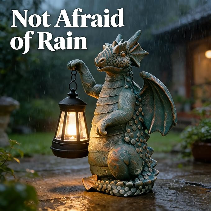 JOYBEE Dragon Solar Outdoor Garden Statue - Dragon Outdoor Figurie Lights - Yard Decorative Outdoor Statue Suitable for Patio, Balcony, Patio Decoration - Specially Customized Gift for Mom