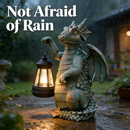 JOYBEE Dragon Solar Outdoor Garden Statue - Dragon Outdoor Figurie Lights - Yard Decorative Outdoor Statue Suitable for Patio, Balcony, Patio Decoration - Specially Customized Gift for Mom