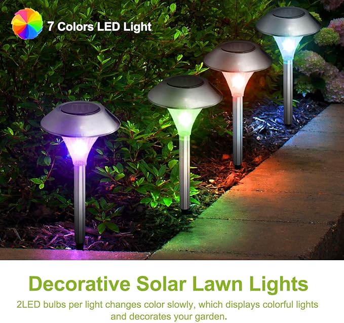 Solar Lights Outdoor Decorative, Solar Garden Lights Stakes, Flower Bed Decorations Mosaic, Decor for Path, IP44 Waterproof for Yard Driveway Walkway (4Packs)