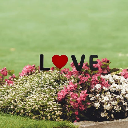12"H Mother's Day Metal Yard Sign Love Letter Decorative Garden Stake for Plant Pot Flower Bed Indoor Outdoor Patio Lawn Decor