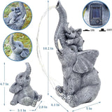 FORUP Garden Elephant Statue, Solar Elephant Statues for Garden Decor, Elephant Figurine with Solar Watering Lights, Elephant Outdoor Sculptures for Outside Porch Patio Balcony Front Yard