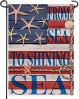 Artofy From Sea to Shining Sea American 4th of July Home Decorative Garden Flag, Yard Coastal Beach America Outside Decor, USA Memorial Day Nautical Ocean Outdoor Small Decoration Double Sided 12 x 18