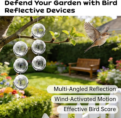 18 Pcs Stainless Steel 3D Circle Wind Spinners with Reflective Discs – Garden Decor for Yard, Patio, Windows, Trees & Outdoor Spaces