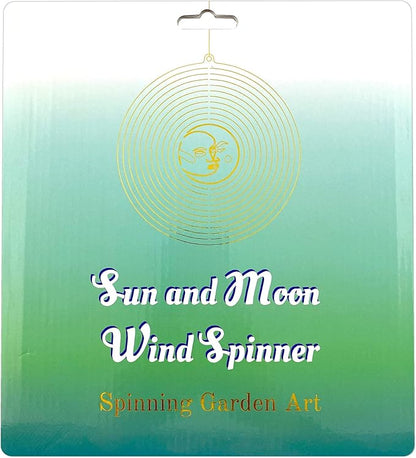 Wind Spinner Metal Garden Spinners Outdoor Garden Art for Backyard Outdoor Hanging Decor and Spinners for Yard and Garden Ornaments 3D Shape (Silver Sun & Moon)