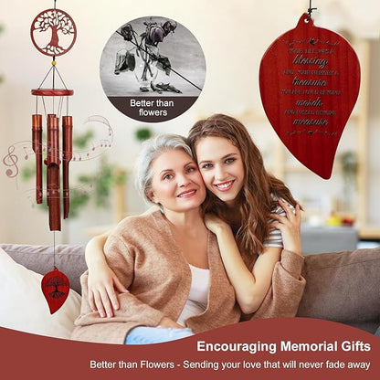 Bamboo Wind Chimes Outdoor, 38" Wooden Wind Chime for Outside Deep Tone Windchimes for Garden Hanging Home Décor Tree of Life Sympathy Memorial Gift for for Any Occasion