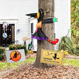Ochine Crashing Witch Into Tree Halloween Decorations Outdoor Halloween Witch Climbing Tree Decoration Halloween Crashed Witch Hanging Outdoor Porch Yard Decor Garden Scary Party Props 1 Pack