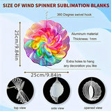 Wind Spinners Colorful Abstract Flower Art 9.8 x 9.8 Inch Metal Wind Spinner Outdoor Garden Yard Patio Decor Bright Rainbow Swirl Design Decorative Wind Spinners for Lawn Balcony