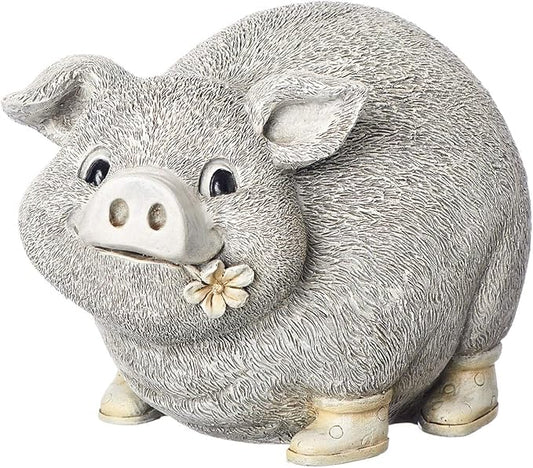 Roman 6" H Pig in Rain Boots Statue Pudgy Pals, Garden Decor