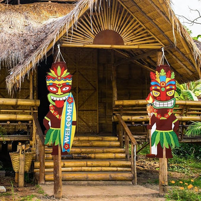 NOVWANG 2 PCS Luau Party Windsock, Hawaiian Party Hanging Decoration Tiki Outdoor Wind Sock for Yard Garden Patio Hawaii Luau Tropical Birthday Decor