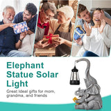 ZQQLITE Solar Elephant Statue LED Lights Garden Decoration, Outdoor Statue Lights Patio Art Lawn Porch Deck Balcony Decoration - Birthday, Options for Mom, Lady Lover