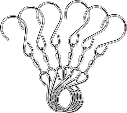 HS's Creation 6 Pack Dual Swivel S Hooks for Indoor Outdoor Organization Spinning Hanger Wind Chimes Spinner Prism Windsocks Hanging Plant Hanging Crystal Ornaments Rainbow Maker Pendant Etc.