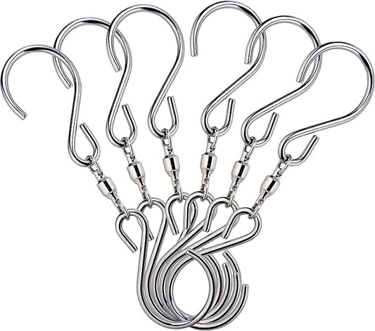 HS's Creation 6 Pack Dual Swivel S Hooks for Indoor Outdoor Organization Spinning Hanger Wind Chimes Spinner Prism Windsocks Hanging Plant Hanging Crystal Ornaments Rainbow Maker Pendant Etc.