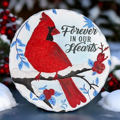 OrnamentallyYou Elegant Resin Stepping Stone, Outdoor Garden Pathway Decoration (Forever in Our Hearts Cardinal Stepping Stone, 9.5" Winter Garden Decorative Resin Figurine)