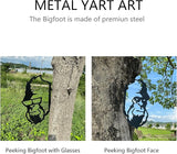 Peeping Bigfoot Metal Yard Art, Garden Branch Peeking Yeti Decor, Outdoor Metal Bigfoot Tree Hugger Decorations, Sasquatch Face for Outdoor Decorations, Set of 2