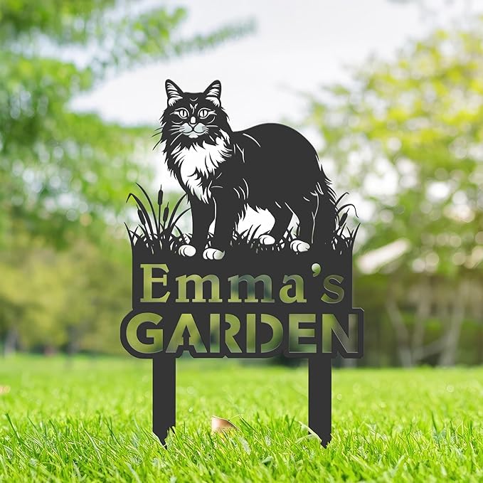 Personalized Cute Cat Kitten Metal Garden Sign,Custom Yard Sign With Stake,Outdoor Garden Décor,Pet Cat Lawn Garden Decorated Statue,Cat Sympathy Yard Metal Sign,Cat Lover Gifts Kailyard Plaque.