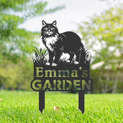 Personalized Cute Cat Kitten Metal Garden Sign,Custom Yard Sign With Stake,Outdoor Garden Décor,Pet Cat Lawn Garden Decorated Statue,Cat Sympathy Yard Metal Sign,Cat Lover Gifts Kailyard Plaque.