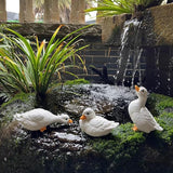 3PCS Garden Duck Statues Outdoor Decor, Garden Resin Duck Yard Decor Ornaments Goose Sculpture Statue for Pond, Fish Tank, Yard, Poolside Rockery Landscape Porch Decoration