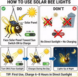 Solar Bee Lights Outdoor for Garden,– Hanging Metal Insect Lights with Hook, Waterproof Butterfly & Dragonfly Decorations for Garden, Yard, Patio, Holiday Gifts for Women & Kids (Golden-2PC)