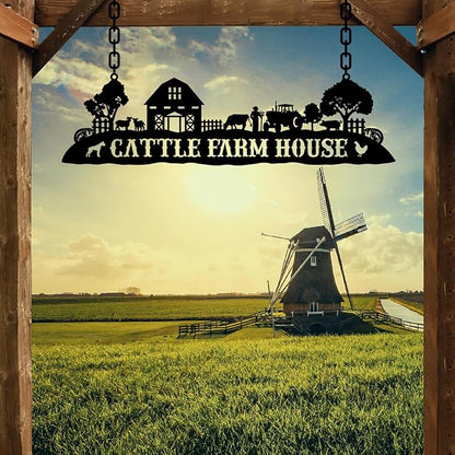 Personalized Metal Farm Sign, Customized Family Name Ranch Sign, Large Last Name Sign for Farmhouse Decoration, Outdoor Farm Wall Art, Welcome Sign, Entrance Gate Sign, Farm Lovers Gift, Garden Decor
