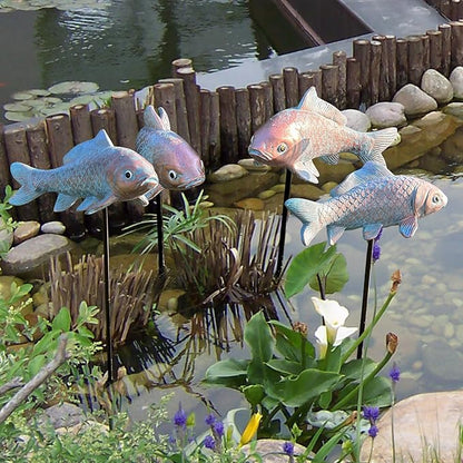 4PCS Antique Bronze Fish Garden Statue - Koi Fish Decor for Outdoors - 10.5 * 5Inch - Glow at Night