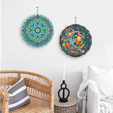 WIRESTER Hanging Wind Spinner 8 Inch, Metal 3D Wind Sculpture Ornament Decoration for Home Yard Garden Patio Balcony Indoor Outdoor - Teal Blue Green Mandala Vintage