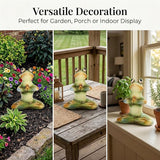 Topadorn Ceramic Yoga Frog Statue, Frog Sitting Sculptures for Office, Garden Decorative Ornaments