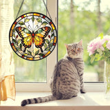 Butterfly Stained Glass Suncather for Window Hanging, 6.3'' Yellow Butterfly Ornament Gift for Women, Nature-Inspired Home Decor Gift for Mom, Grandma, Mother's Day (Yellow, 6.3'')