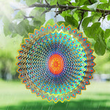 Goolyrusim Wind Spinner Mandala Circle - 3D Wind Spinners Outdoor, 12-inch Stainless Steel Hanging Wind Sculptures for Yard and Garden, Kinetic Art Decoration Porch Decor Patio Ornament, Mandala Gift