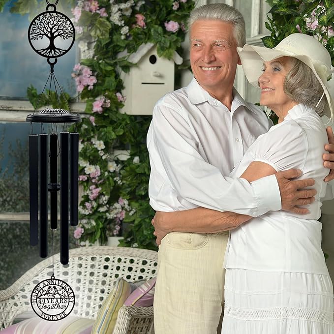 60th Wedding Anniversary Wind Chime Gifts for Parents Couple Husband Wife Friends Keepsake Decoration for Home or Garden