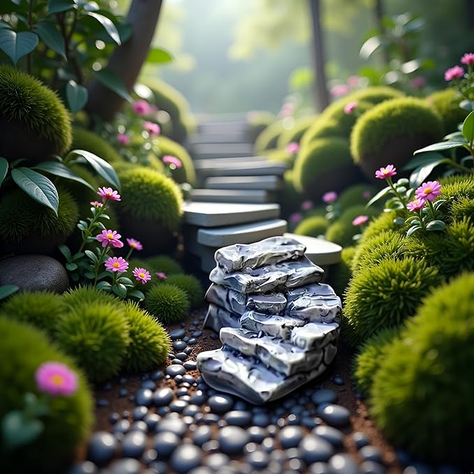 Curved Stone Steps Miniature Fairy Garden Accessories, Miniature Pond Lawn Garden Ornament Figurines, Mini Lighthouse Water Well Bridge Figurines, Micro Landscape Ornaments, Outdoor Statues
