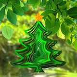 FONMY Wind Spinner 3D Stainless Steel Christmas Decoration Garden Decoration Indoor Outdoor Hanging Ornament Worth Gift 12inch Christmas Tree Metal Wind Spinners