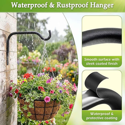Lifyzoon Durable Plant Hangers Brackets: 2 Pack 8 Inch Outdoor Metal Hanging Plant Brackets, 20lbs Weight Capacity - Rustproof Wall Hooks for Flower Basket Bird Feeders Wind Chimes and Lanterns