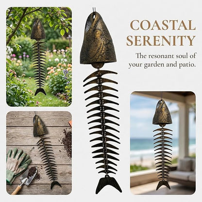 Fish Wind Chime, Durable Metal Fish Windchimes, Sound Crispy and Pleasant, Melodic Tones - Ideal for Patio, Garden, Porch, Yard, Balcony, and Poolside Ambiance