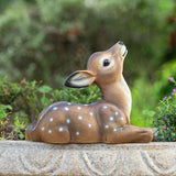 Deer Garden Statue, Outdoor Decorative Sculpture Brown with White Spots, 8.2 x 9.45 x 5.1 inches Yard Lawn Decor Deep Forest Deer