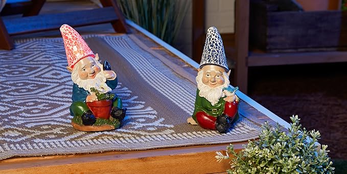 Eastwind Gifts 10016215 Cheery Gnome Solar Garden Statue
