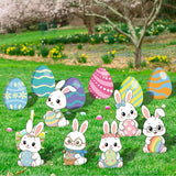 12-Piece Easter Bunny Yard Signs with Stakes Decorations – 6 Cute Rabbits & 6 Colorful Eggs 30 cm Large Outdoor Easter Lawn Signs for Garden, Driveway, Yard, and Spring Party Décor