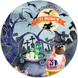 Retro Metal Sign 12"x12",Happy Halloween Scary Night Grave Witch Bats Trick Or Treat Dog Aluminum Tin Metal Sign for Home Living Room Bedroom Garden Farm Patio Decor Wall Art Poster