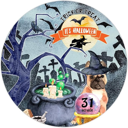 Retro Metal Sign 12"x12",Happy Halloween Scary Night Grave Witch Bats Trick Or Treat Dog Aluminum Tin Metal Sign for Home Living Room Bedroom Garden Farm Patio Decor Wall Art Poster
