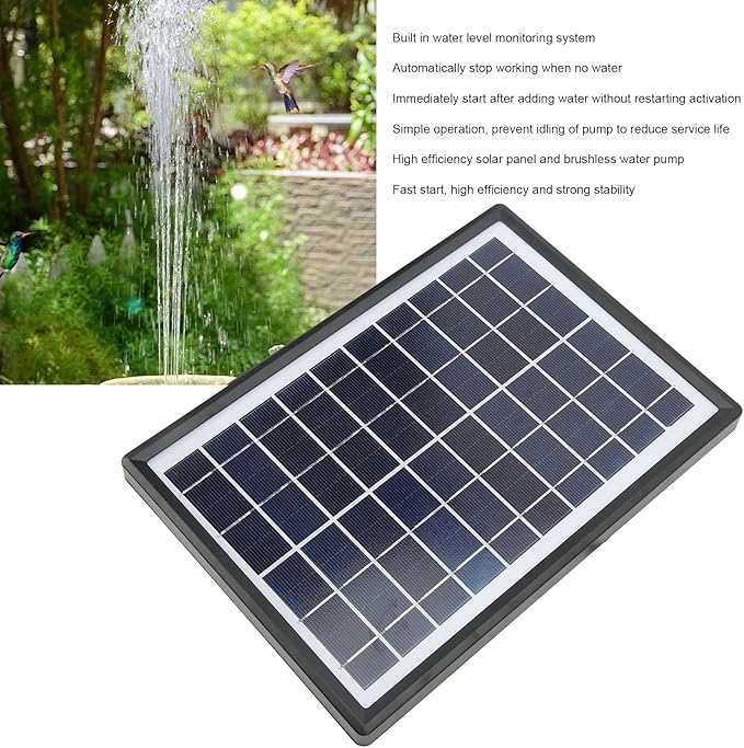 Pilipane Solar Fountain Pump with Battery Backup 5000mAh, 7W Solar Bird Bath Fountain with LED Lights, Solar Birdbath Fountain Pump for Pond, Fish Tank，Fountains Garden Decor