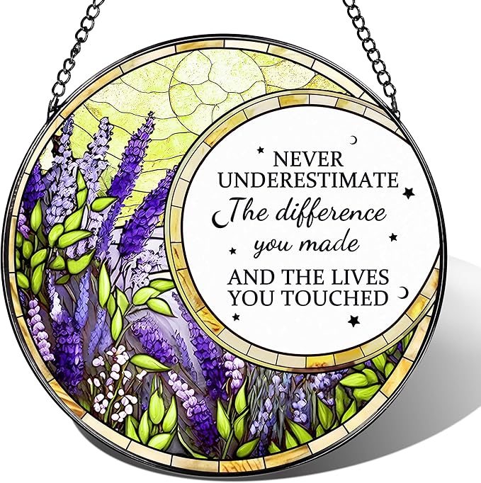 Thank You Gifts, Stained Glass Suncatcher Ornament, Window Hanging, Going Away/Goodbye, Appreciation, Retirement Gifts for Women, Men, Coworker, Boss, Friend | Retirement Party Decorations - Style K