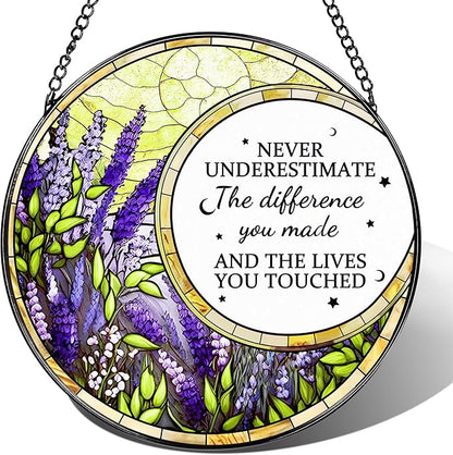 Thank You Gifts, Stained Glass Suncatcher Ornament, Window Hanging, Going Away/Goodbye, Appreciation, Retirement Gifts for Women, Men, Coworker, Boss, Friend | Retirement Party Decorations - Style K