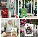 Seasonal Garden Flag Set of 12 Double Sided 12 x 18 Inch Small Yard Flag for Outside, Fall Give Thanks Christmas Valentine's Day Easter Outdoor Décor for All Seasons