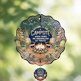Metal Wind Spinners Outdoor - 3D Hanging Wind Spinner Camping Decor 12 Inch Kinetic Spinning Art Sculpture Welcome to Our Campsite Ornaments for Patio Lawn Garden Yard Gifts for Friends