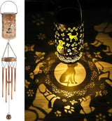 Dog Solar Wind Chimes for Outside, Labrador Retriever Gifts Solar Lantern Windchime, Garden Decorative Hanging Lights for Patio Porch Yard Lawn Decor