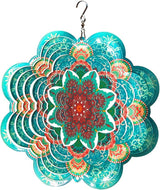 FONMY Stainless Steel Wind Spinner-3D Indoor Outdoor Garden Decoration Crafts Ornaments 6Inch Multi Color Mandala Flower Wind Spinners