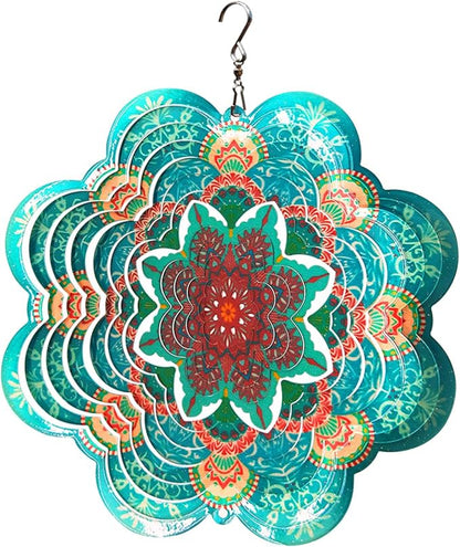 FONMY Stainless Steel Wind Spinner-3D Indoor Outdoor Garden Decoration Crafts Ornaments 6Inch Multi Color Mandala Flower Wind Spinners