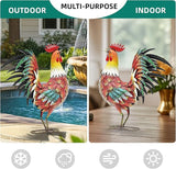 21in Metal Rooster Yard Decor, Outdoor Garden Statues, Metal Chicken Sculpture for Backyard Garden Patio Kitchen Décor